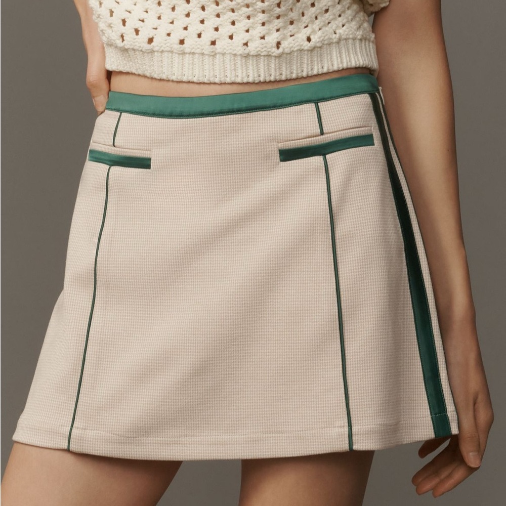 Maeve at the Match Knit  Cream and Green Skort NWT